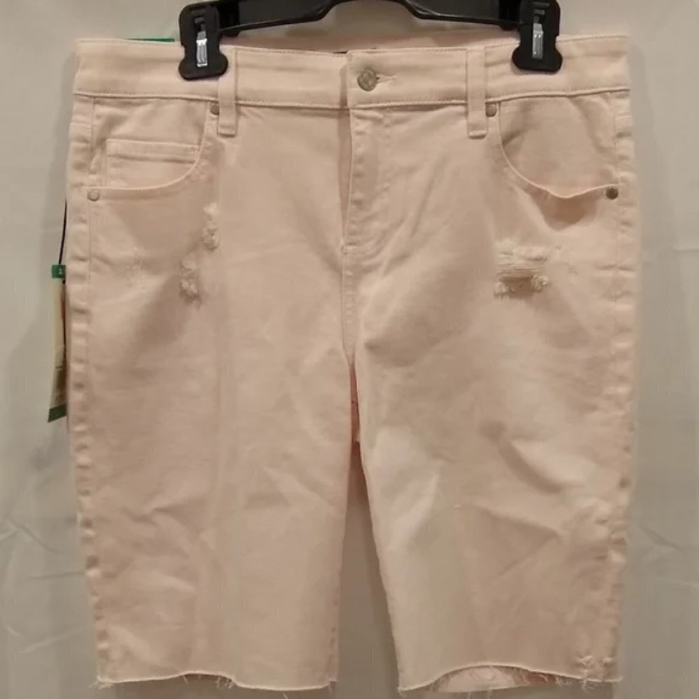 Buffalo David Bitton Women Mid Rise Distressed Bermuda Tandi Pink size 12/3 NWT